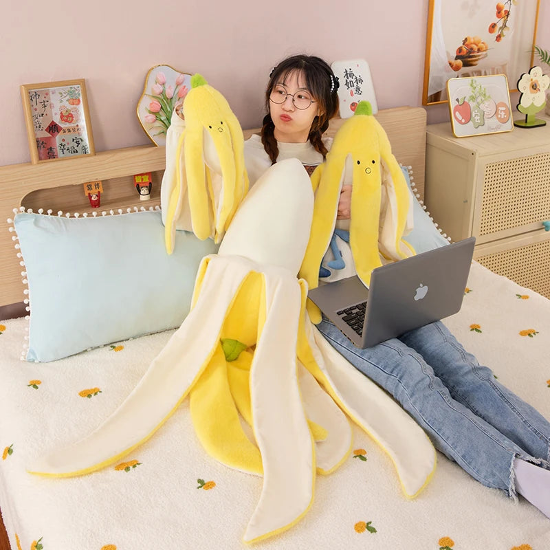 Banana Peel Plush Doll Pillow – Squishy Cute Fruit Stuffed Toy