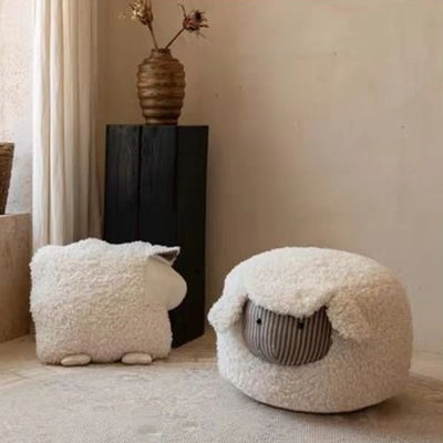 Sheep-Shaped Footstool Ottoman – Plush Household Stool