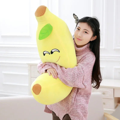 Smiling Face Banana Plush Pillow, 16-31" | 40-80 cm