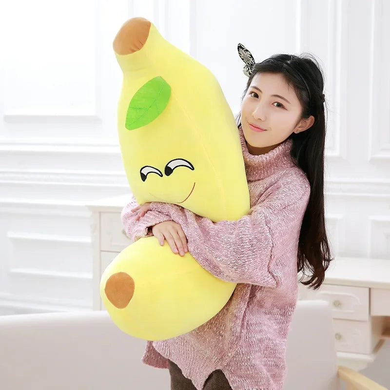 Smiling Face Banana Plush Pillow, 16-31" | 40-80 cm