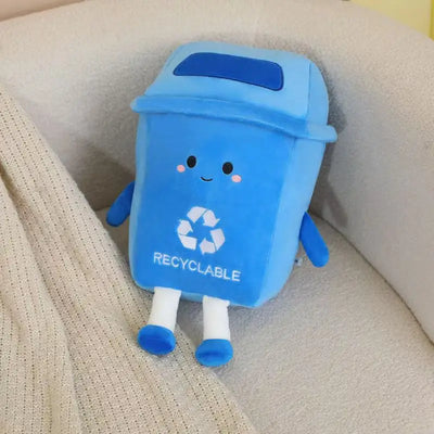 Plushie Recycle Bin – Cute Cartoon Trash Can Plush Toy Pillow, 12" | 30 cm