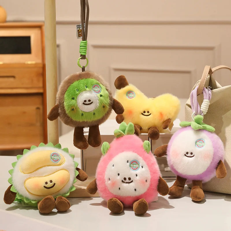 Kawaii Cartoon Fruit Plush Toys, Four Styles – Durian, Kiwi, Dragon Fruit, Banana