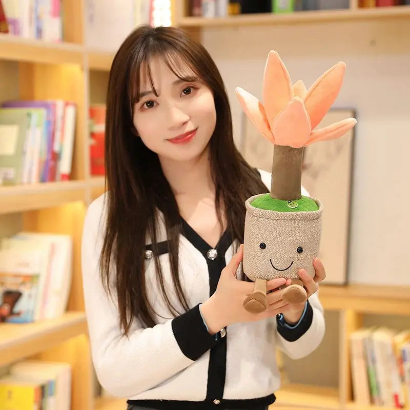 Plushie de Suculenta Drago en Maceta, Cuatro Colores, 14" | 35 centímetros