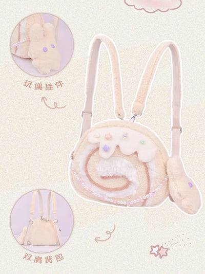 Borsa a spalla Plushie a forma di rotolo di torta, 11"x9" | Dimensioni: 28x23 cm