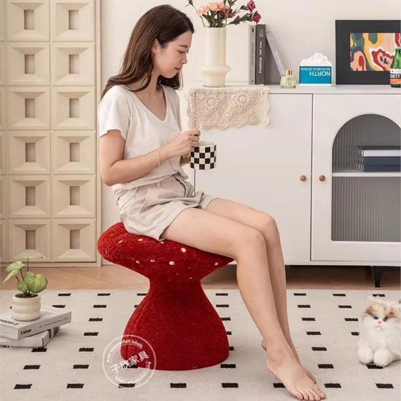 Mushroom Stool – Cute Plush-Inspired Shoe Changing Stool