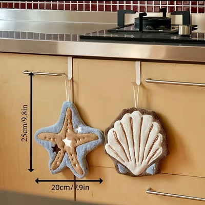 Ocean Theme Hand Towels – Shell & Starfish Plush Design