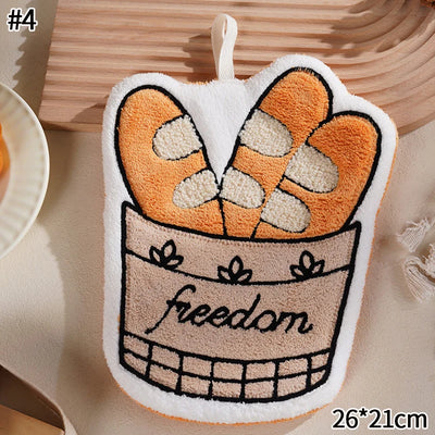 Kawaii Food Hand Towel – Soft Absorbent Kitchen Hanging Cloth