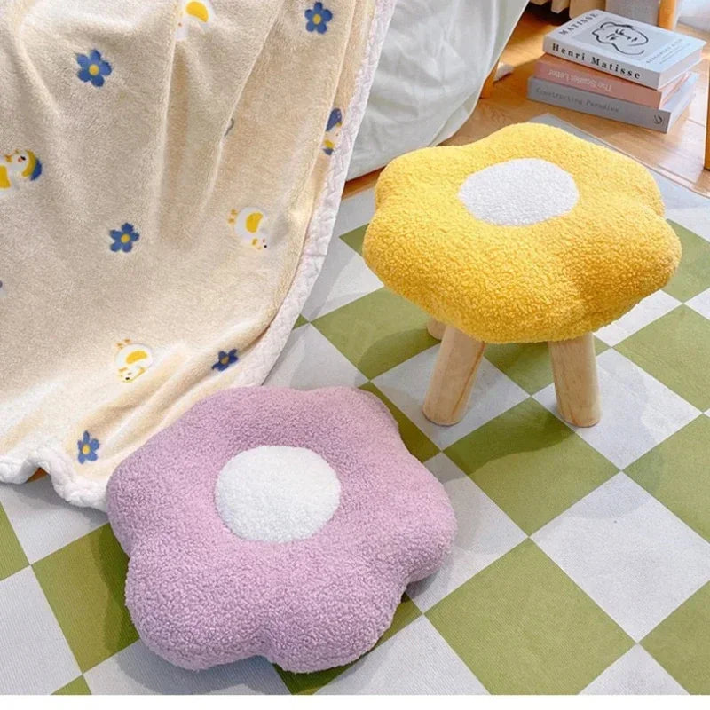 Taburete de Flor de Peluche – Cinco Colores - Lindo, Cómodo y Funcional