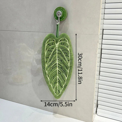 Leaves Design Absorbent Hand Towel | Botanical Print Kitchen Towel
