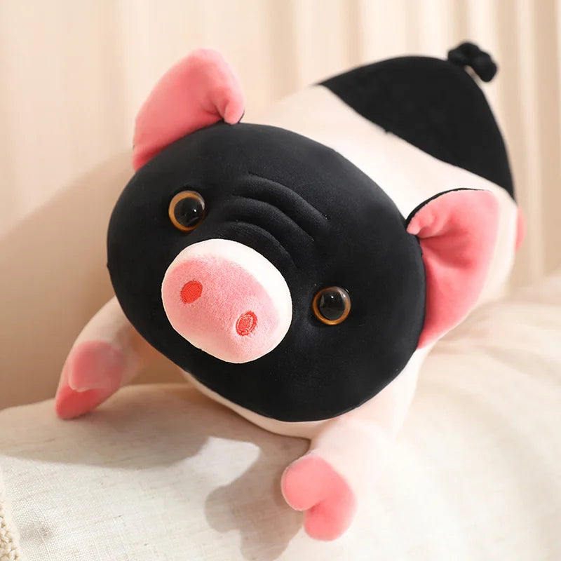 Peluche de cerdo negro y rosa realista, 8-24" | 20-60 centímetros