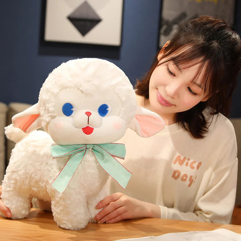 White Lamb Plushie with Bow, 8-16" |20-40 cm