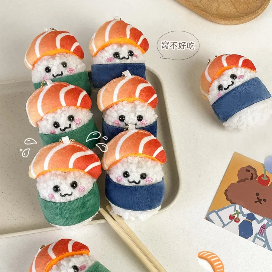 Llaverito de peluche en forma de sushi rollo – Juguete de comida mini peluche Kawaii