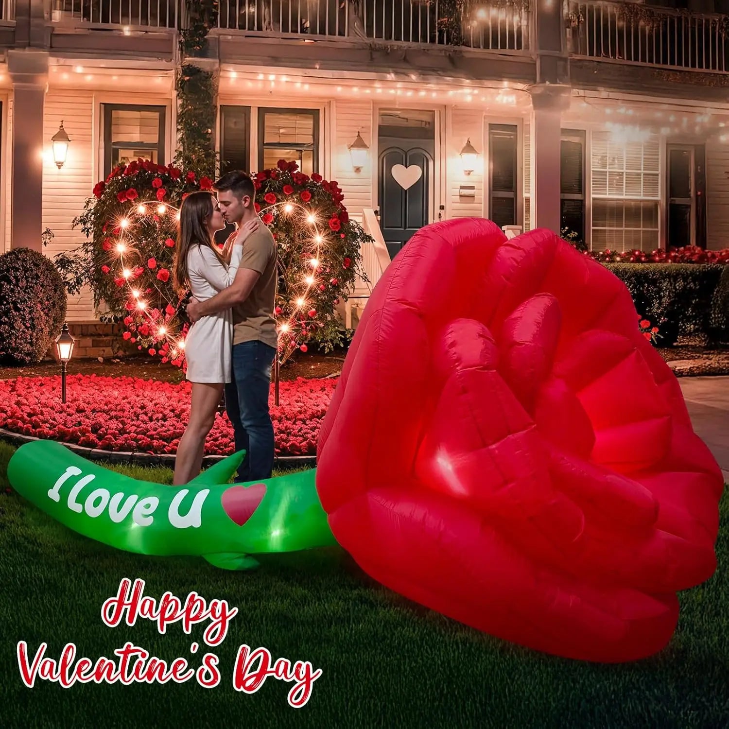 Inflatable Valentine's Rose – 12 FT/3.65m LED Lawn Decoration