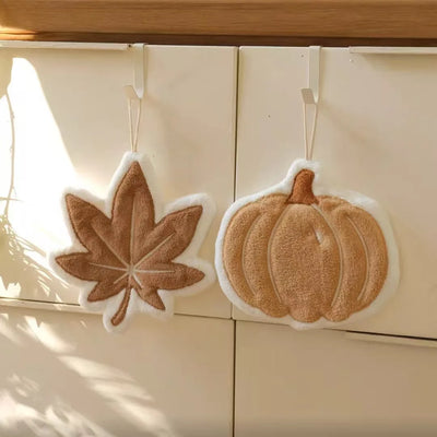 Autumn Harvest Hand Towel – Pumpkin, Peanut & Maple Leaf Designs