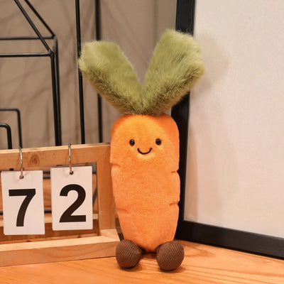 Smiling Vegetable Plush Dolls with Legs | Corn, Asparagus & Carrot Stuffed Toys