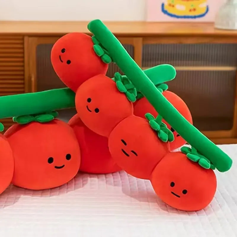 Cluster Tomato Plush Pillow – Four Connected Tomatoes, 16" | 40 cm