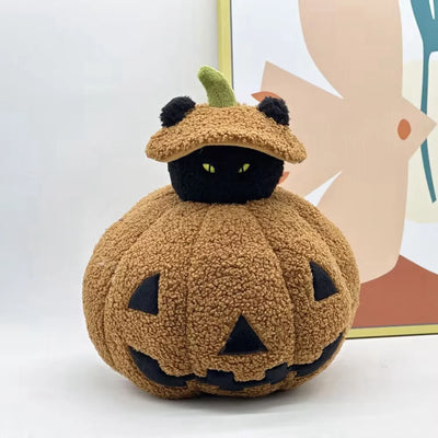 Halloween Pumpkin Plush Pillow - Soft Spooky Ghost Pumpkin, 9-13" | 24-33 cm