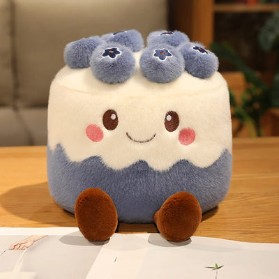 Kawaii Fruit Cake Plush Doll – Strawberry, Blueberry & Mango, 12" | 30 cm