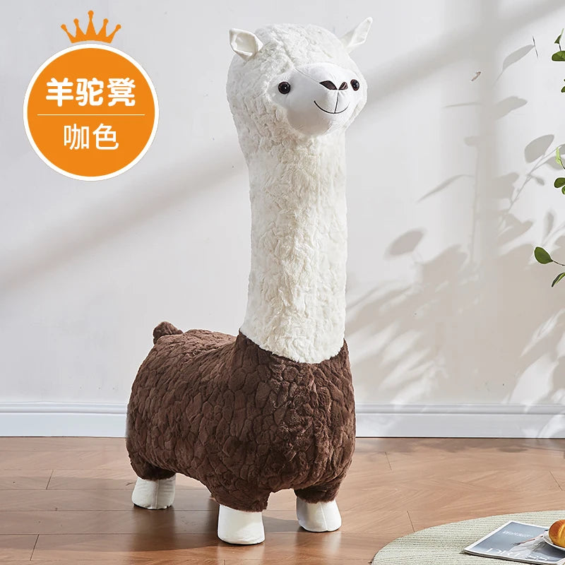 Ottomán de peluche de alpaca acogedor, ocho colores