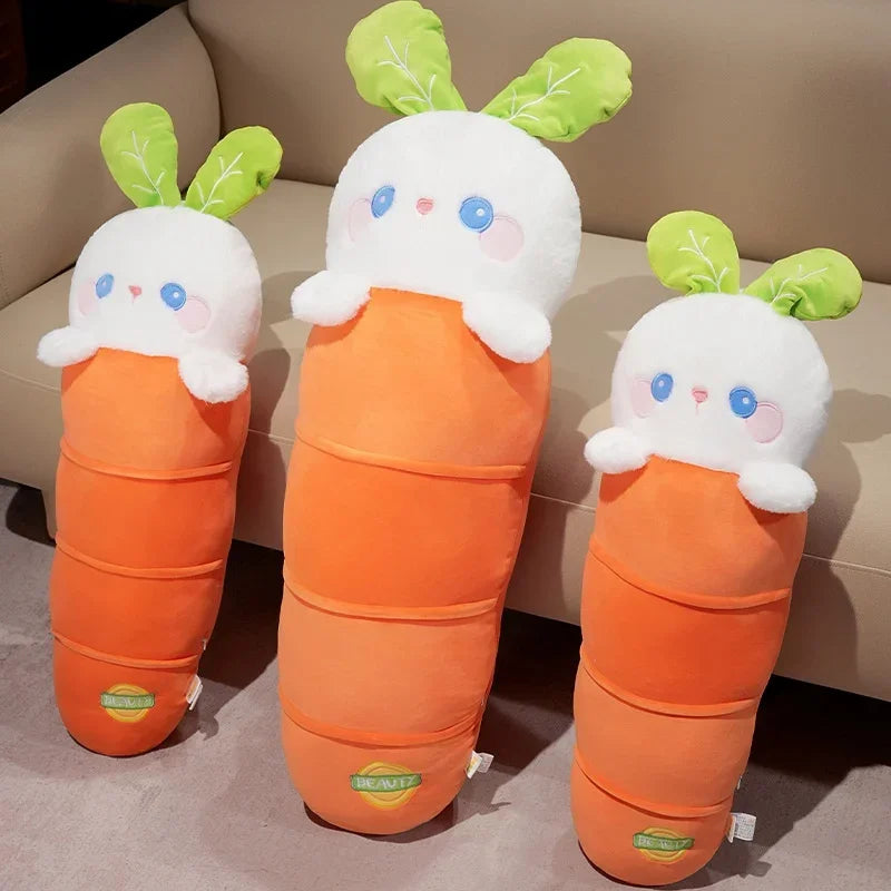 Cute Bunny Plushies with Long Carrot, 24-39" | 60-100 cm – Soft Baby Toy