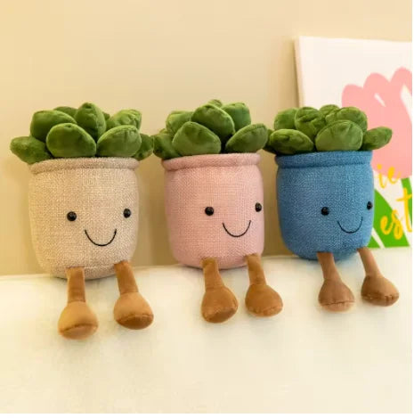 Plüschige Topfpflanzen Cartoon Sukkulenten, 3 Farben, 10" | 25 cm