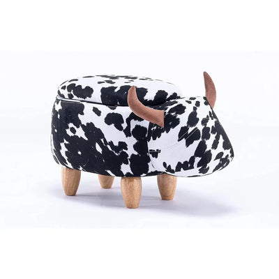 Cow Ottoman with Velvet Fabric
