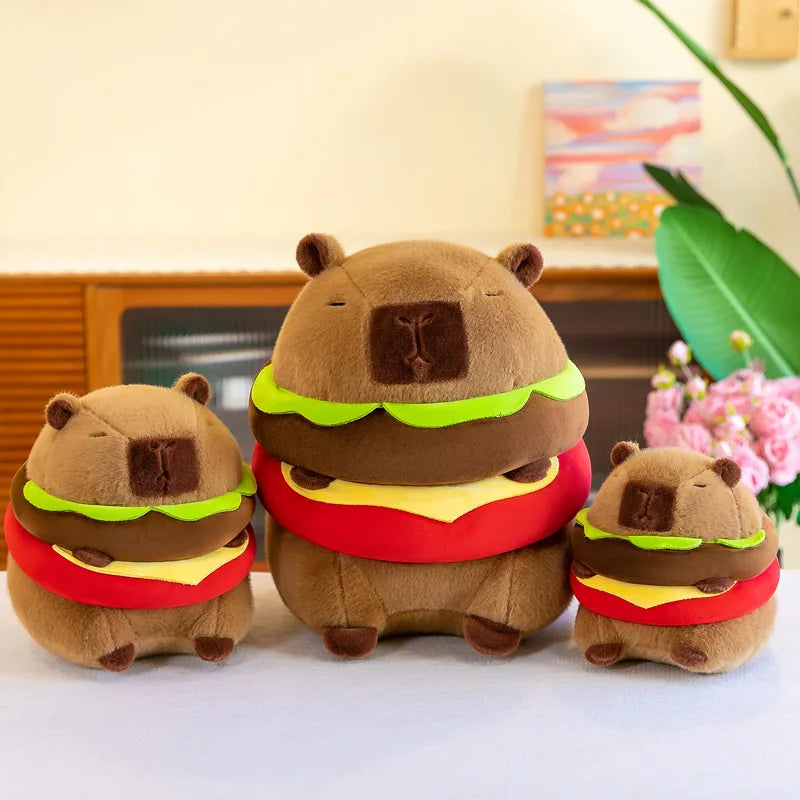 Capybara Hamburger Plushie – Stuffed Animal Toy