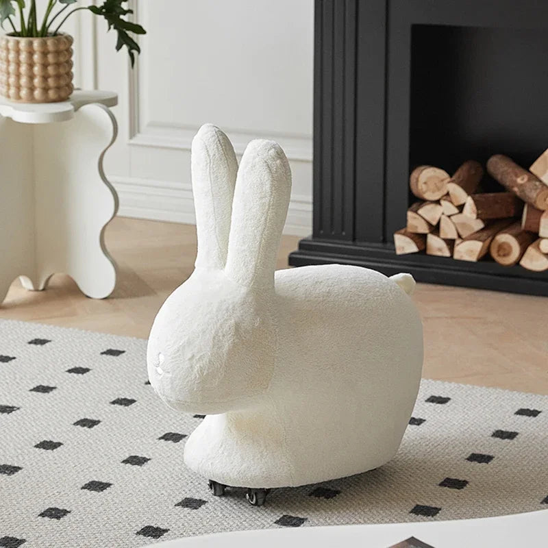 Pouf en peluche lapin avec roues - Deux couleurs