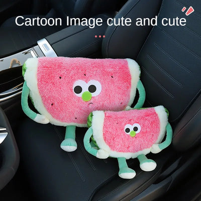 Watermelon Car Headrest & Lumbar Support Pillow – Cartoon Kawaii