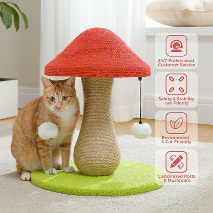 Mushroom Cat Scratching Post with Sisal Hemp Rope