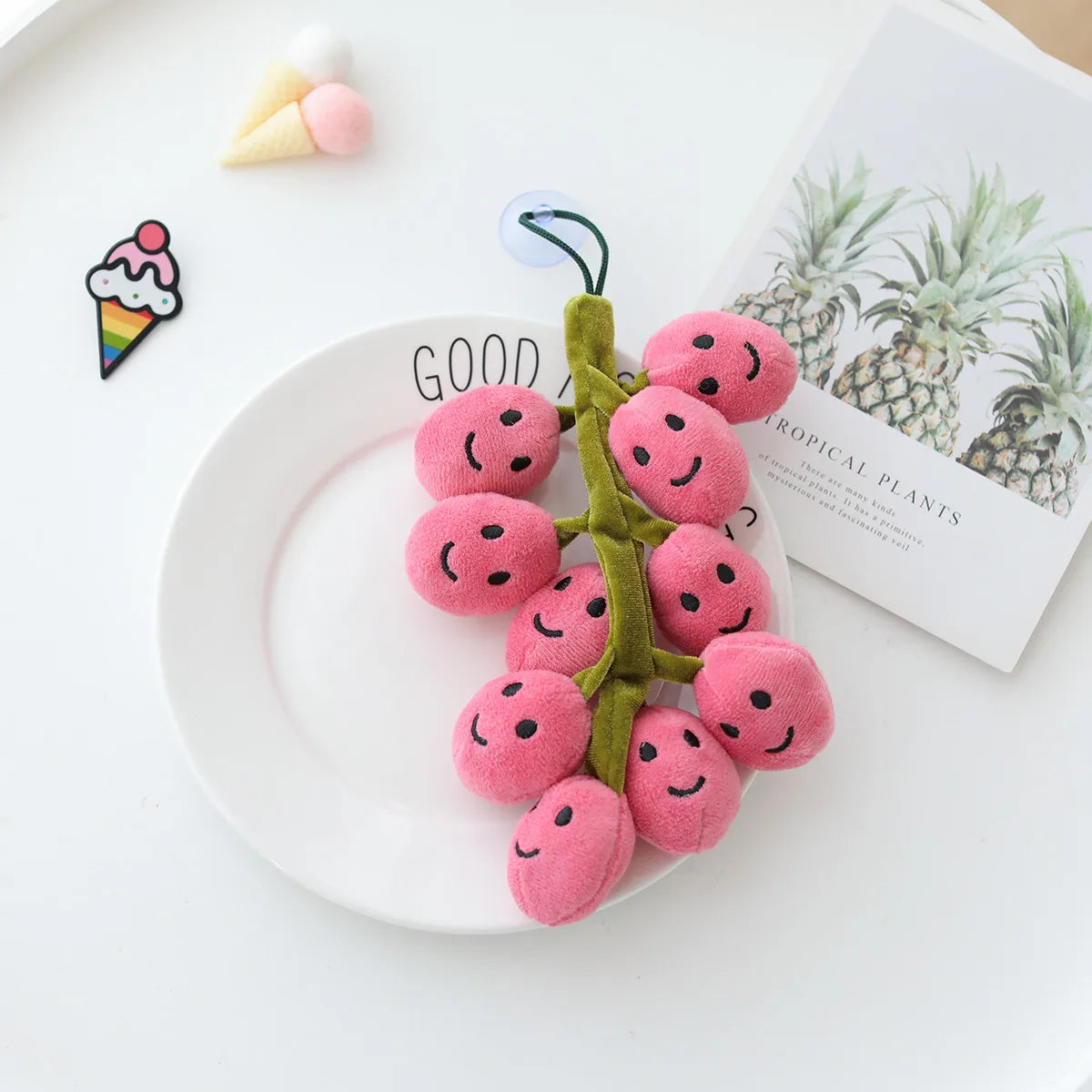 Peluche Souriante Tige de Raisins, 8-10" | 20-26 cm