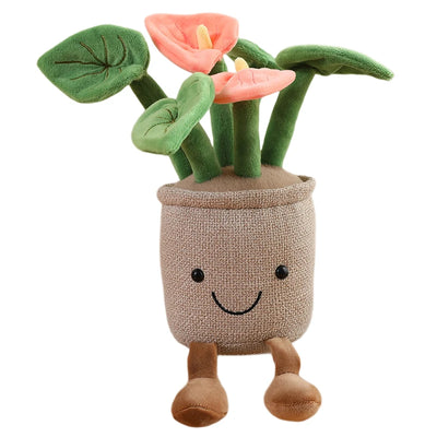 Smiling Anthurium Plush | Potted Flower Doll & Keychain Pendant