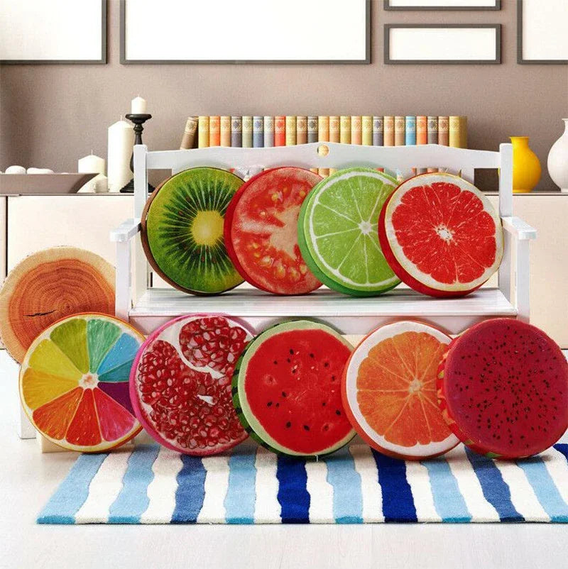 Sliced Fruit Seat Cushion Plushies, Six Styles, 13" | 32 cm