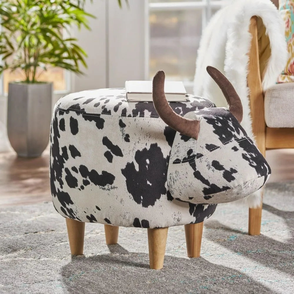 Cow Ottoman with Velvet Fabric in Two Colors