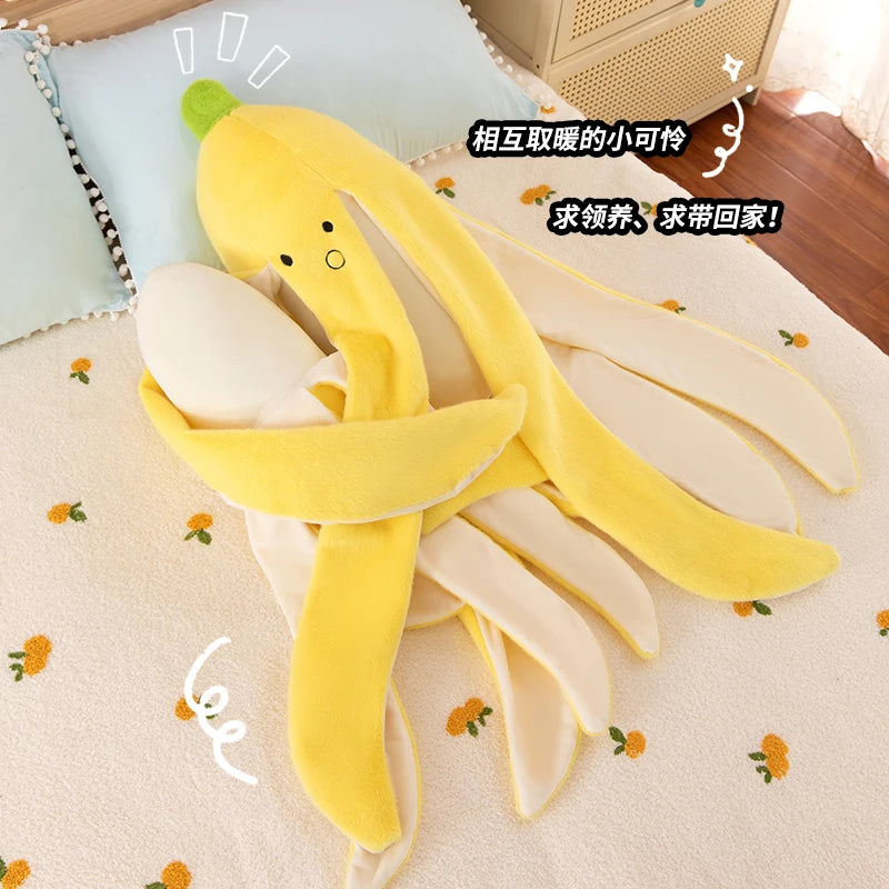 Banana Peel Plush Doll Pillow – Squishy Cute Fruit Stuffed Toy