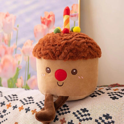 Chocolate Birthday Cupcake Plushie – Cute Plush Toy with Candle