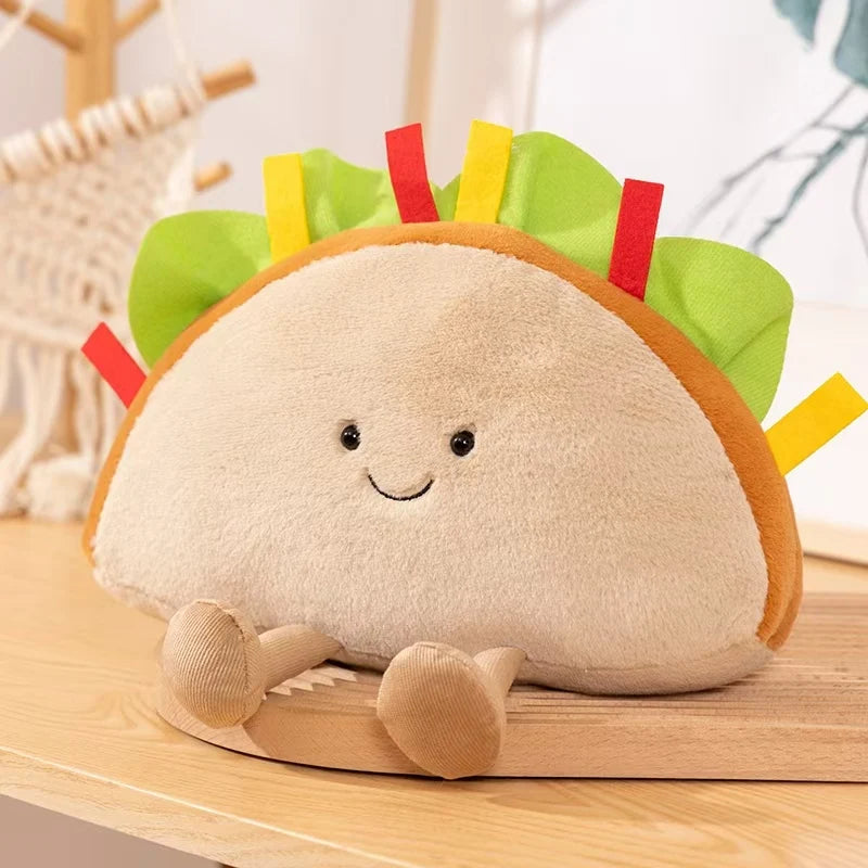 Kawaii Fast Food Plushies – Sandwich, Pizza, Taco & Fries, 8-11" | 20-28 cm