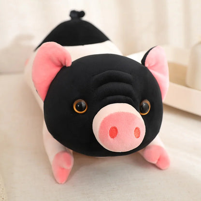 Peluche de cerdo negro y rosa realista, 8-24" | 20-60 centímetros