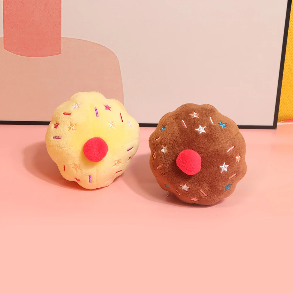 Cupcake Squeaky Dog Toy – Food-Themed Plush Pet Toy