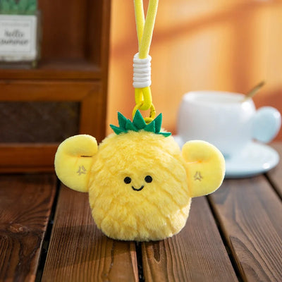 Mini Fruit Plush Keychain Set | Pear, Avocado, Pineapple, Lemon & Banana Pendants, 5\" | 12 cm