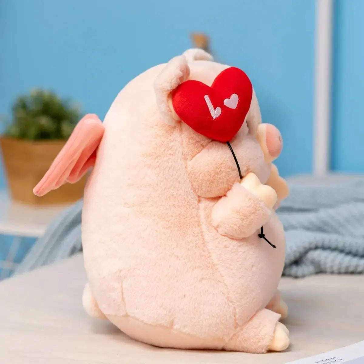 Pig Plushie Holding a Valentine's Heart, 8-12" | 20-30 cm