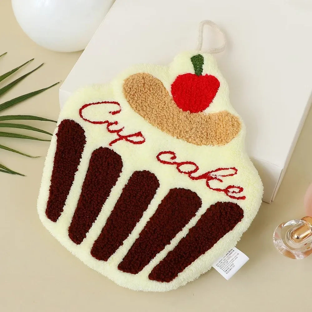 Cute Cake Hand Towel – Soft Hanging Kitchen & Bathroom Cloth