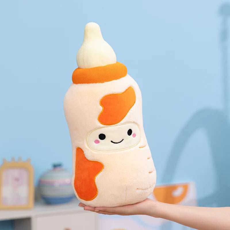 Kawaii Smiling Milk Bottle Plush Pillow | Cute Baby Bottle Stuffed Toy, 15\" | 38 cm