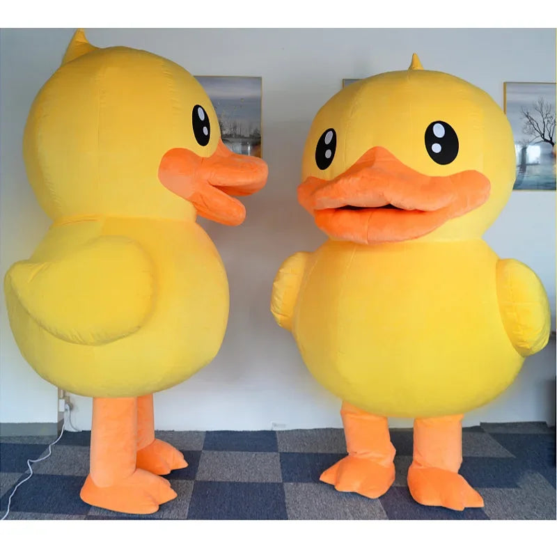 Plush Inflatable Yellow Duck Costume, Two Styles, heights 5-6 ft (1.5-1.85 meters)