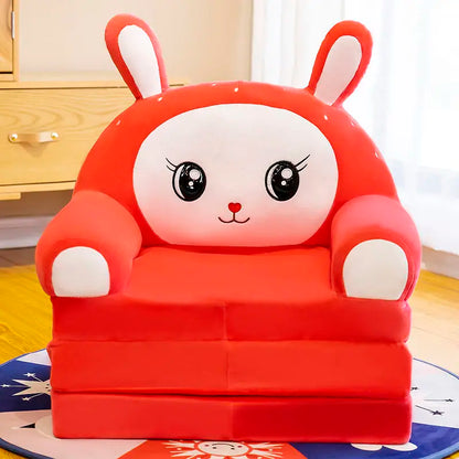 Red Rabbit Plushie Chair with Fold-Out Nap Mat