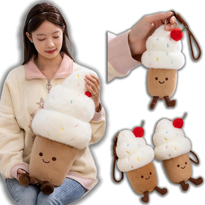 Kawaii Cherry Ice Cream Plush Toy | Soft Stuffed Ice Cream Cone, 6\" or 24\" | 15-60 cm