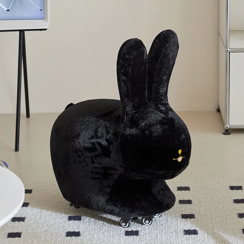 Pouf en peluche lapin avec roues - Deux couleurs