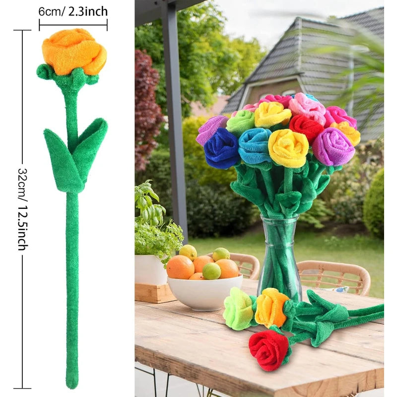Stiel-Rosen-Plüschtiere, neun Farben, 13" | 32 cm
