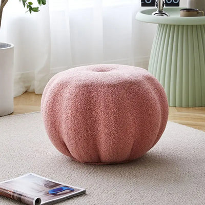 Pumpkin-Shaped Low Stool – INS Style Velvet Sofa Stool
