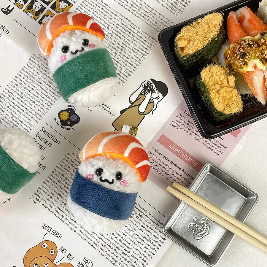 Sushi Roll Plushie Keychain – Kawaii Mini Plush Toy Food